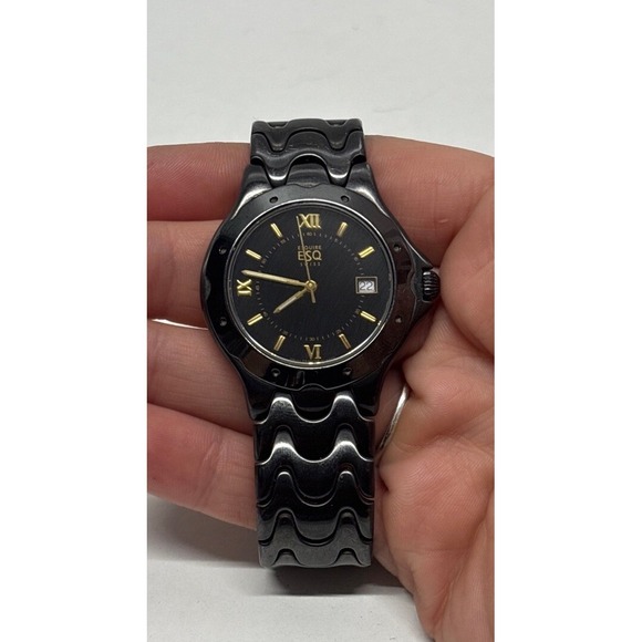 Vintage ESQ FREEDOM Black Dial Watch‎ / Ref. 300425 / Swiss Quartz
